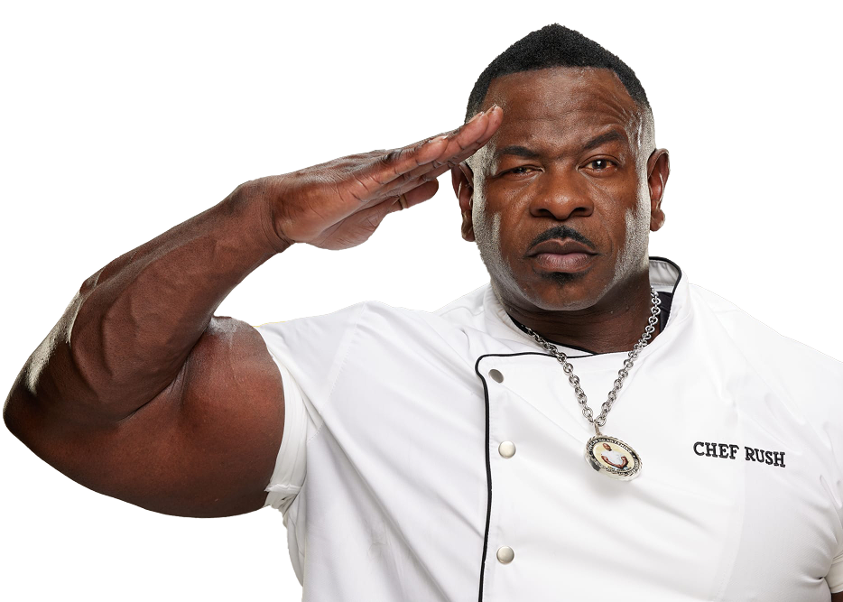 Chef Rush saluting